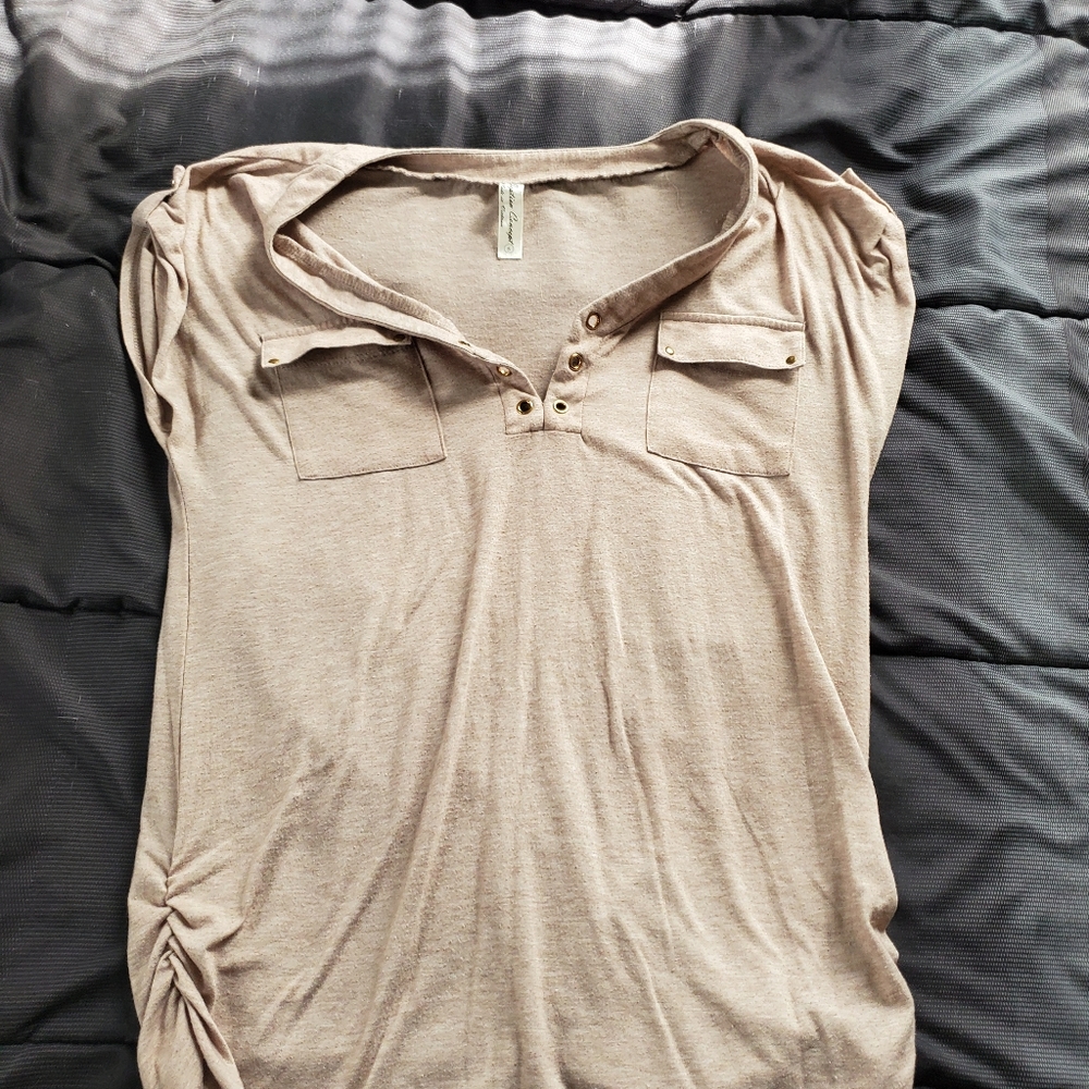 small beige vneck top